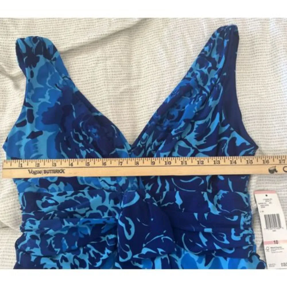 Jones New‎ York Womens Poly/spandex Printed Dress Blue Size 10